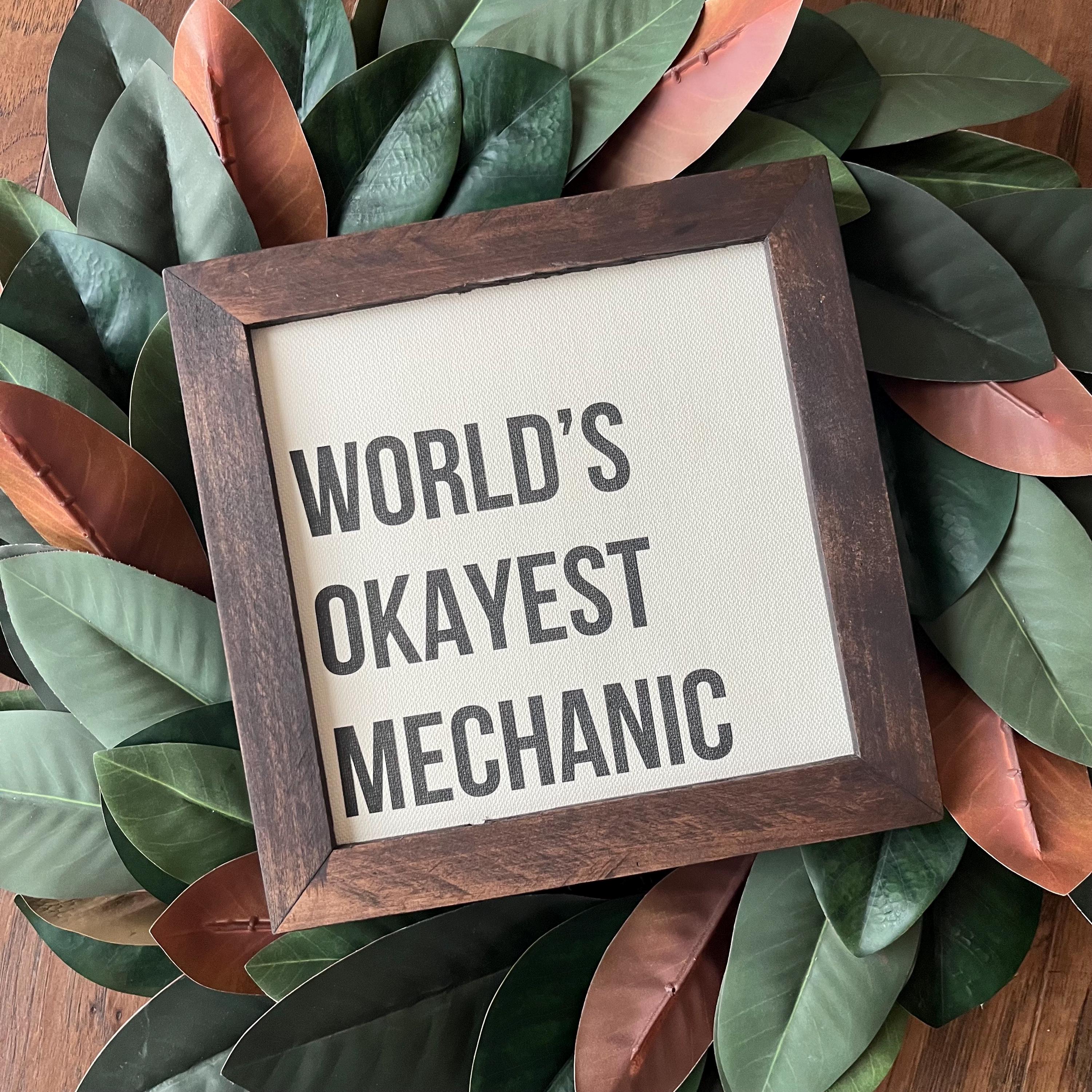 World’s Okayest (your choice) Funny Sign Gift 9.5x9.5 inch, 8x8 canvas print reclaimed wood canvas print
