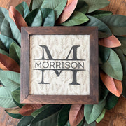 Monogram Last Name Personalized Gift 9.5x9.5 inch, 8x8 canvas print New Home, Wedding, Engagement Gift