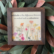 ATTITUDE is the difference between an ordeal and an ADVENTURE 9.5x9.5 8 inch Reclaimed Wood canvas print 3 designs to choose from grad gift