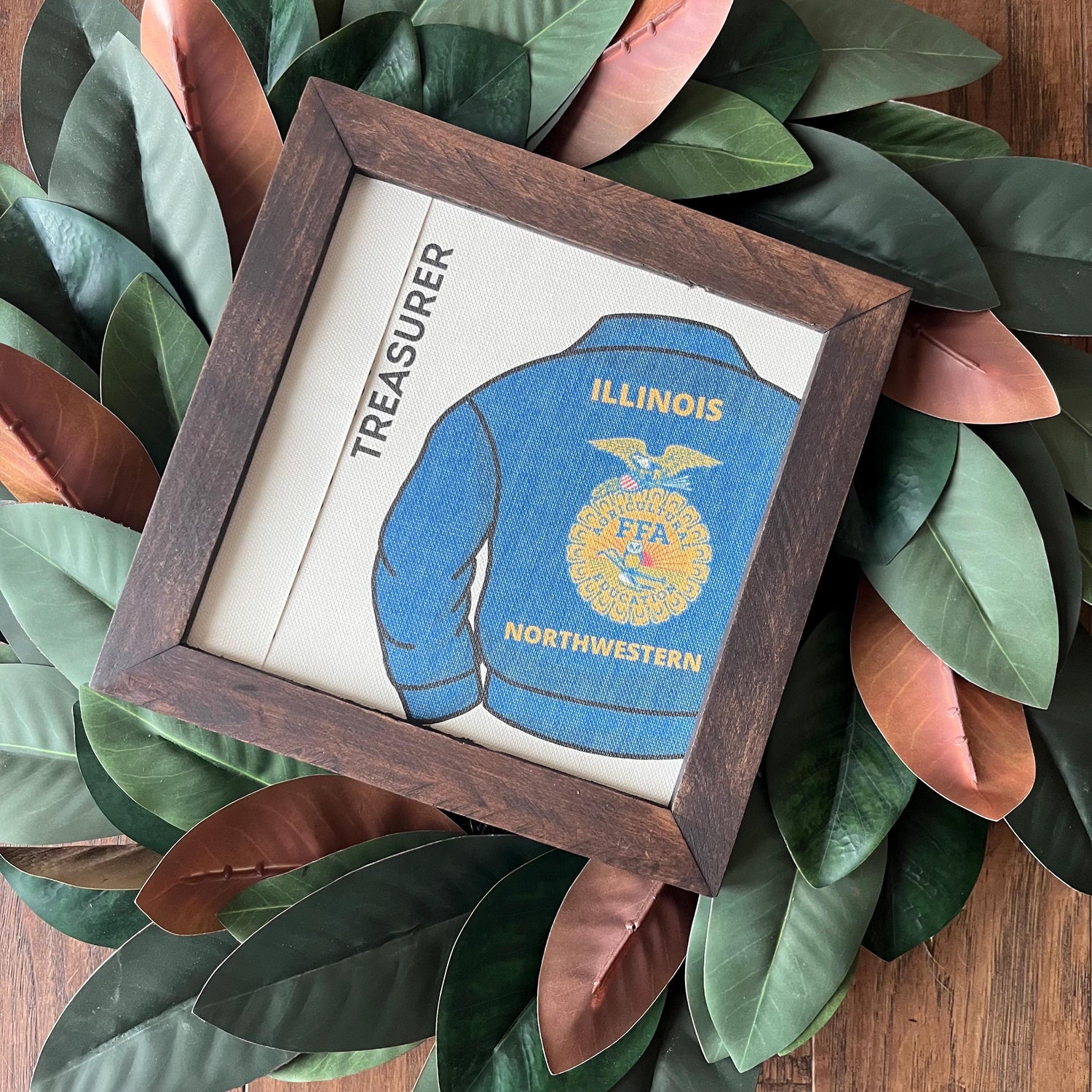FFA Officer Gift 9.5x9.5 8 inch Reclaimed Wood Frame Blue Jacket Official Dress Advisor Chapter Gift Affinity Licensed