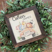 Jungle Baby Name Nursery Room Decor 9.5x9.5 8 inch Personalized First Name, Middle Name Baby Shower Gift Newborn Welcome Baby