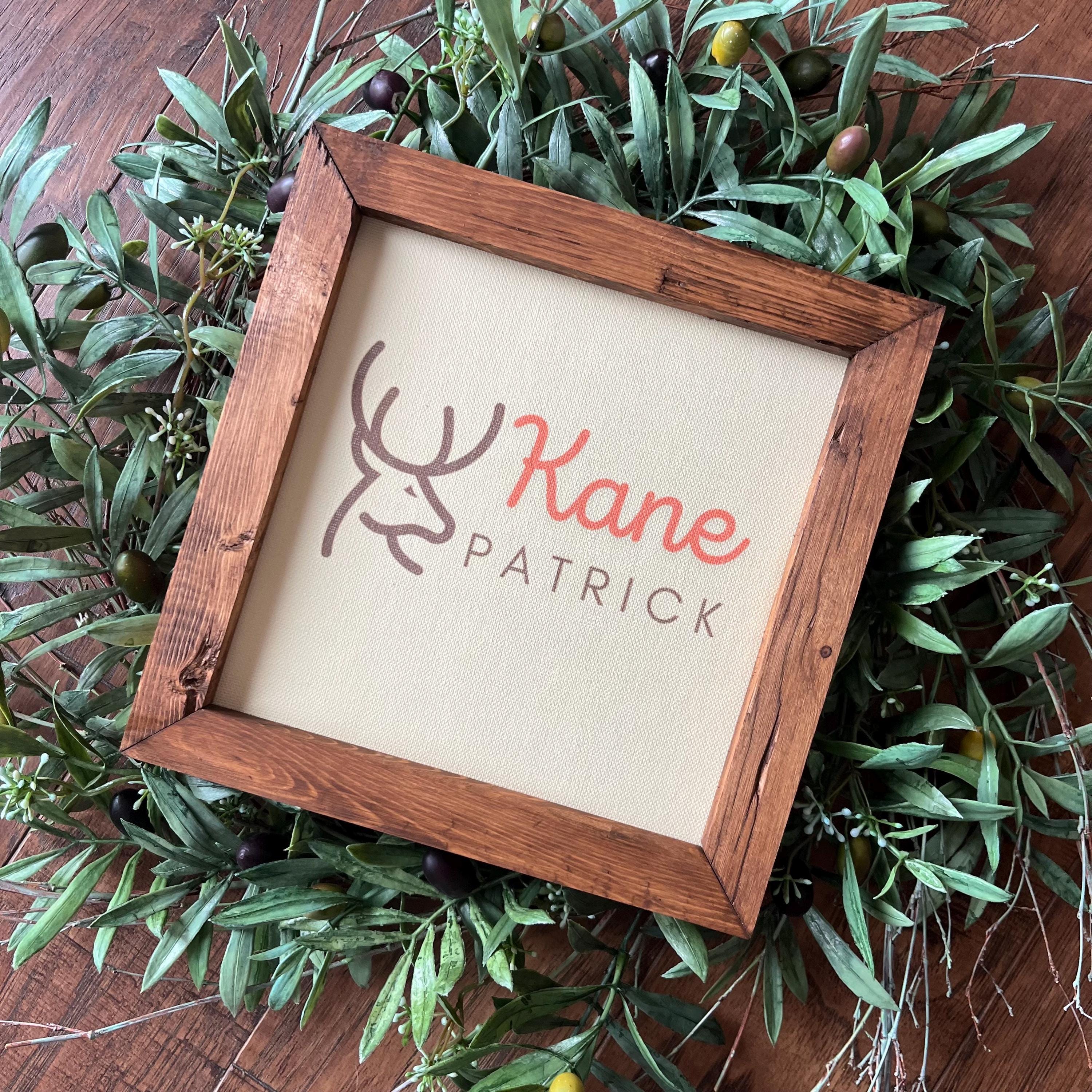 Deer Hunting Theme Baby Name Nursery Room Decor 9.5x9.5 8 inch Personalized First Name, Middle Name Baby Shower Gift Newborn Welcome Baby