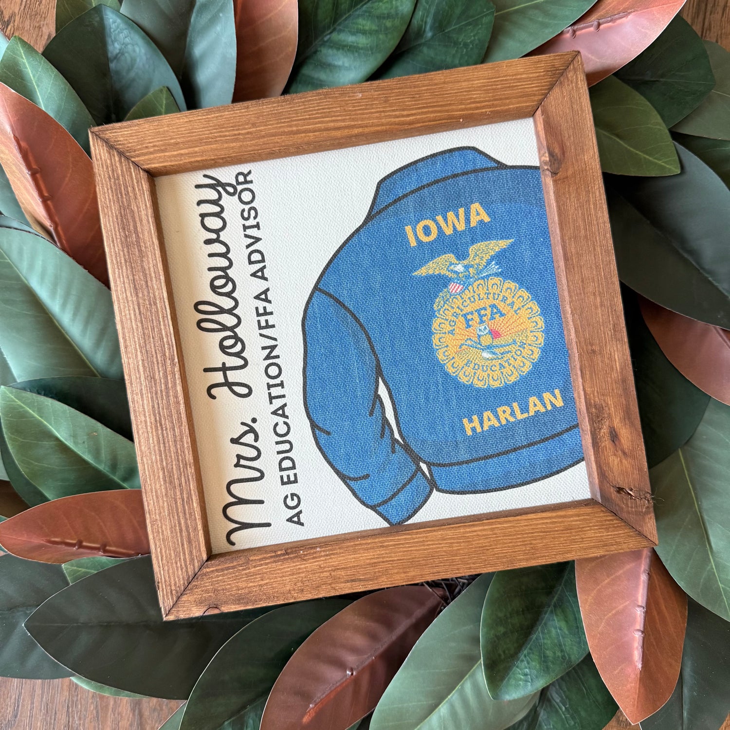 FFA Advisor/Teacher Gift 9.5x9.5 8 inch Reclaimed Wood Frame Blue Jacket Official Dress Advisor Teacher Gift Affinity Licensed