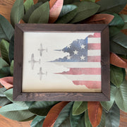 American Flag & Planes 9.5x11.5 8x10 reclaimed wood, canvas print. Can display portrait or landscape USA pride Air Force bombers