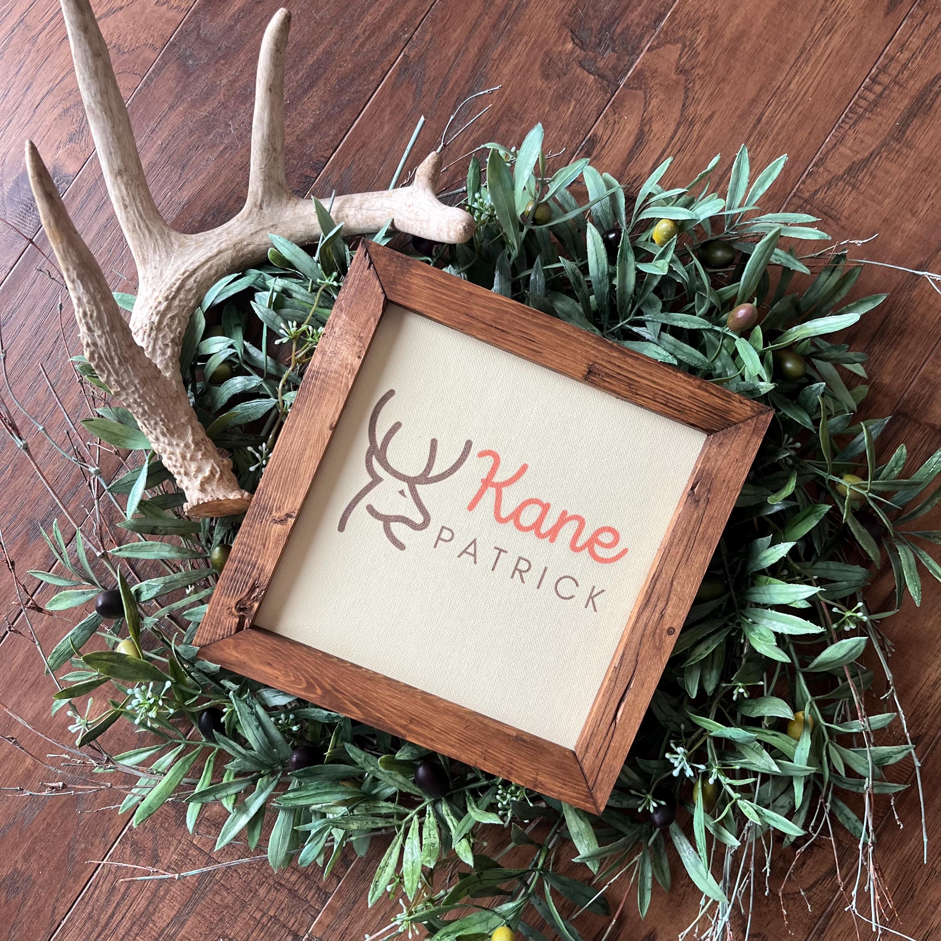 Deer Hunting Theme Baby Name Nursery Room Decor 9.5x9.5 8 inch Personalized First Name, Middle Name Baby Shower Gift Newborn Welcome Baby