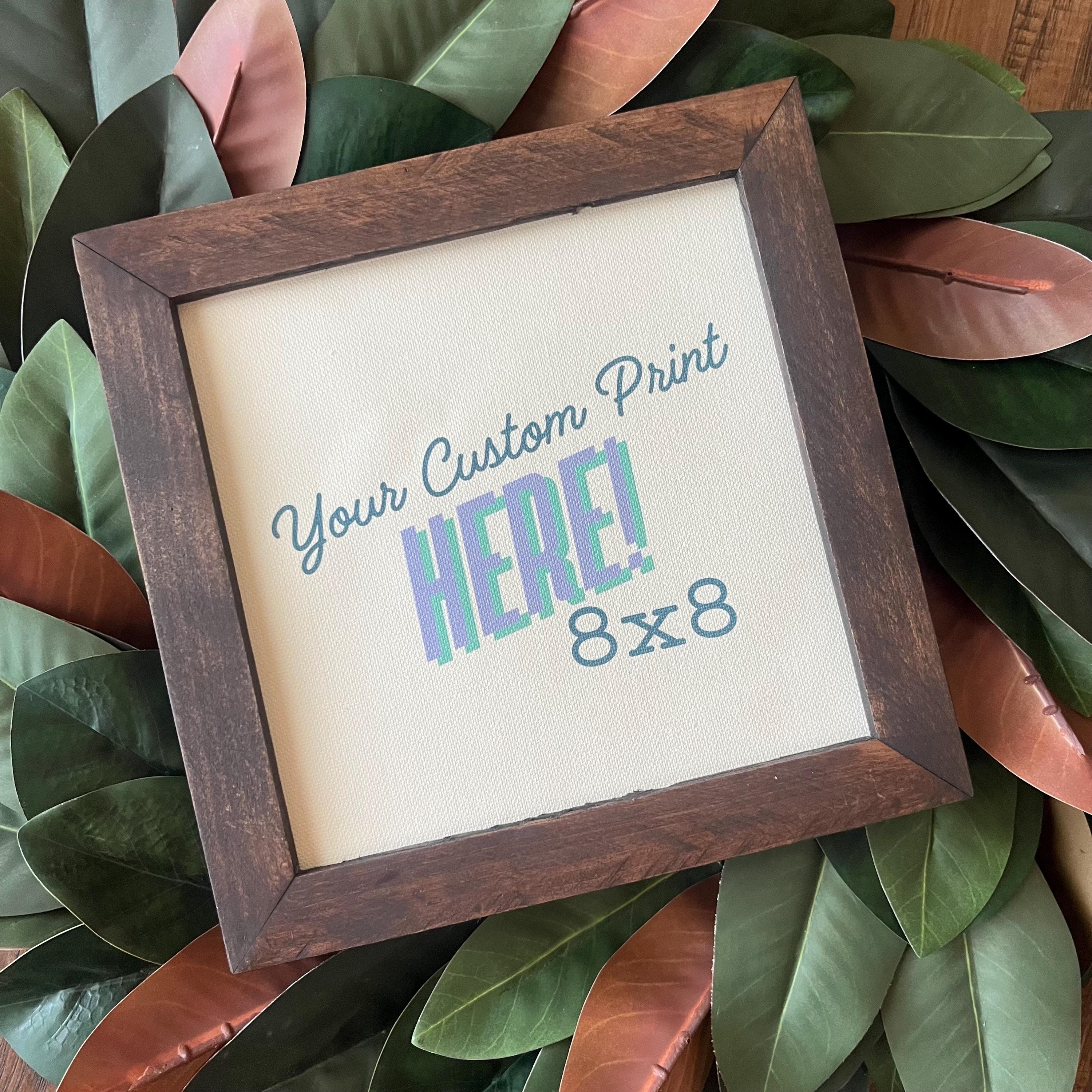 Custom Canvas Print 9.5x9.5 8x8 reclaimed wood, canvas print photo logo maps, your choice of print! Vendor Show Signs or Logos