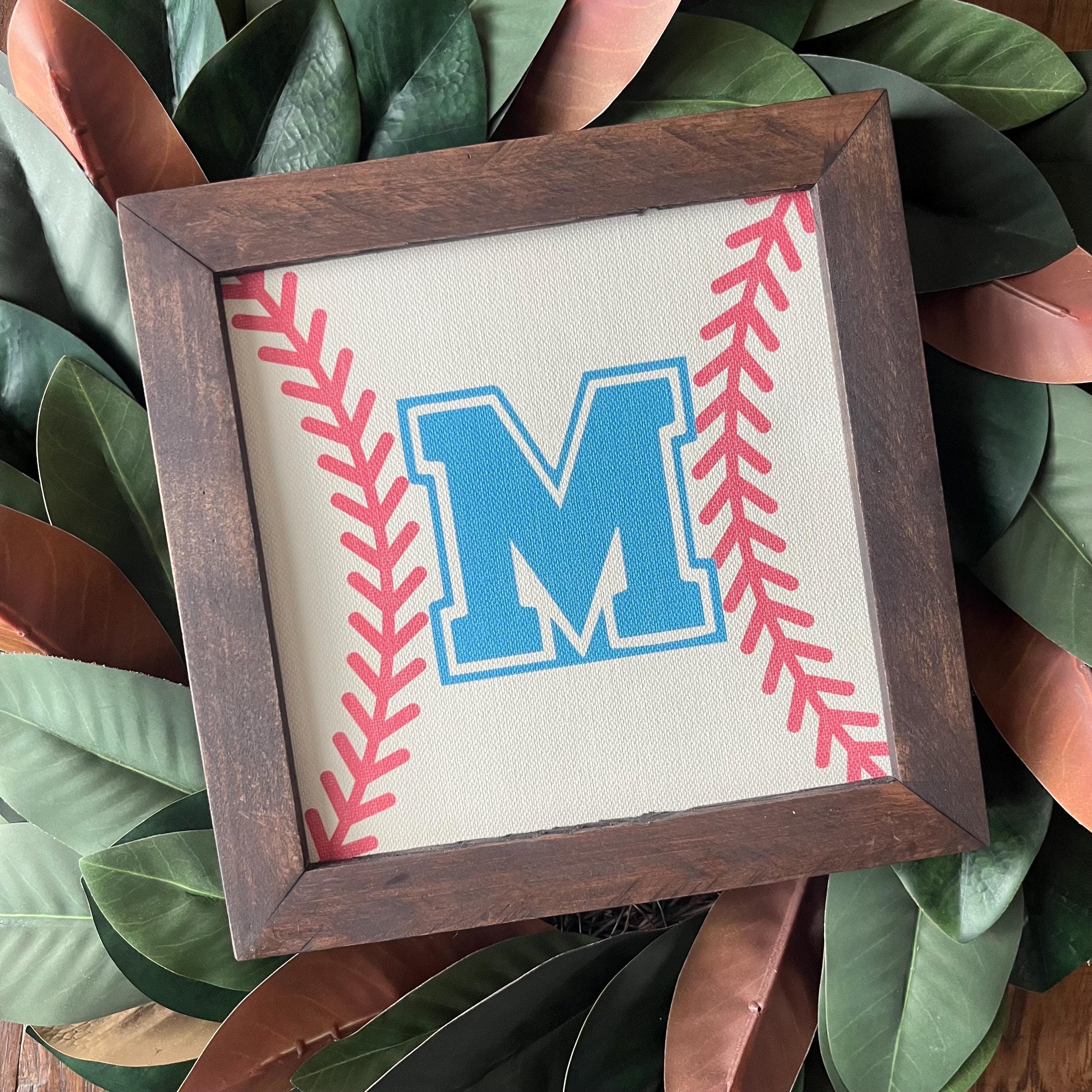 Monogram Baseball/Softball Print, Reclaimed Wood Frame, Team Gift