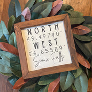 Home Coordinates | City and State | Custom Canvas Print | Reclaimed Wood Frame |  9.25"x9.25" | new home gift | realtor gift | new city